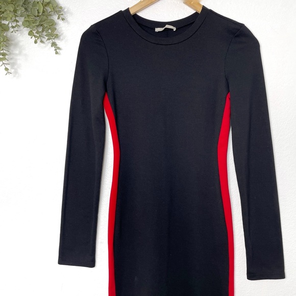 ZARA • Black Midi Dress Red & Green Side Stripe - Picture 5 of 9